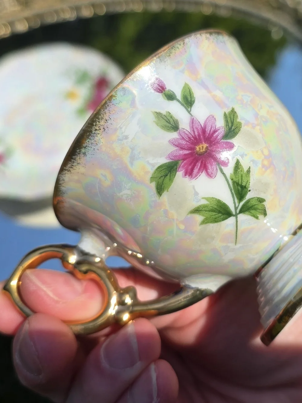 Ucagco September Aster, Vintage Teacup And Saucer  Set